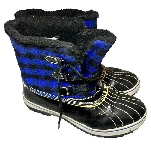 Skechers Waterproof Thinsulate Insulation Plaid Lace Up Rain Boots Women's 10 - Picture 3 of 9